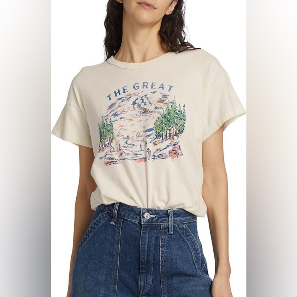 Women's Natural The Boxy Crew Woodsy Trail In Washed White
